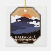 Nationaal park Haleakala Retro Emblem Keramisch Ornament (Achterkant)