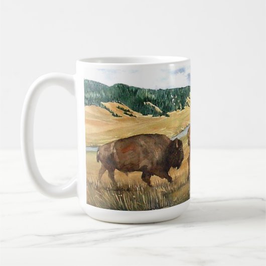 Nationaal Park Hayden Valley Bison Yellowstone Koffiemok (Links)