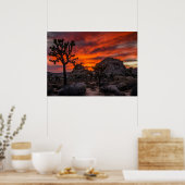 Nationaal park Joshua Tree Red Sunset Poster (Keuken)