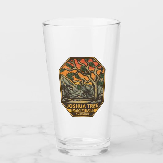 Nationaal park Joshua Tree Sunset Retro Emblem Glas (Voorkant)