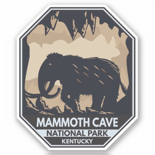 Nationaal park Mammoth Cave Wooly Mammoth Emblem Sticker (Voorkant)