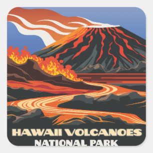 Nationaal park Mauna Loa Vintage Hawaii Volcanoes Vierkante Sticker