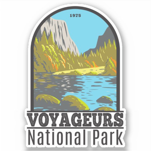 Nationaal park Minnesota Retro Sticker (Voorkant)