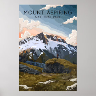 Nationaal park Mount Aspiring Nieuw-Zeeland Reizen Poster
