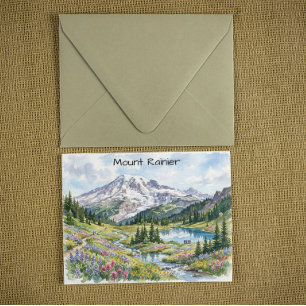 Nationaal Park Mount Rainier Aquarel Kunst Briefkaart