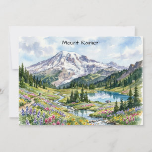 Nationaal Park Mount Rainier Aquarel Kunst Kaart
