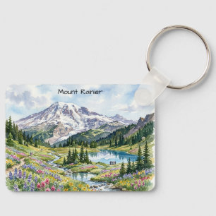 Nationaal Park Mount Rainier Aquarel Kunst Sleutelhanger