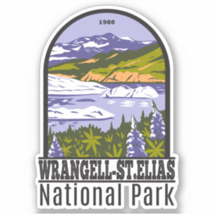 Nationaal park Nizina Lake Retro Sticker