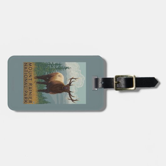 Nationaal park Rainier, Washington Elk Scene Bagagelabel (Voorkant horizontaal)