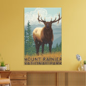 Nationaal park Rainier, Washington Elk Scene Canvas Afdruk (Insitu (Woonkamer))
