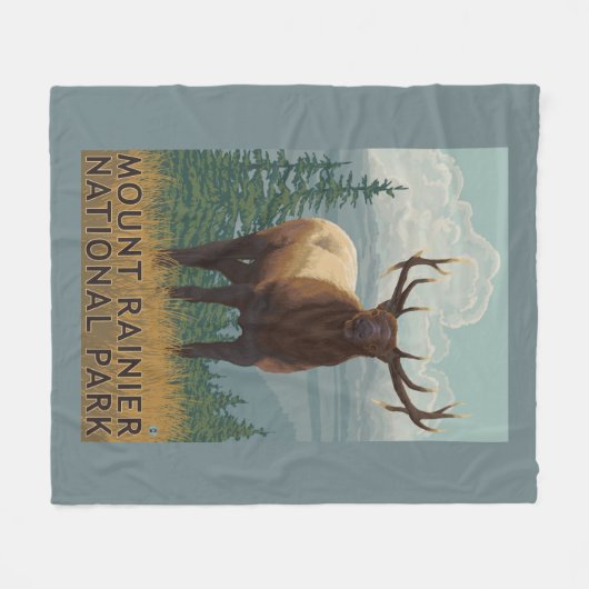 Nationaal park Rainier, Washington Elk Scene Fleece Deken (Voorkant (Horizontaal))