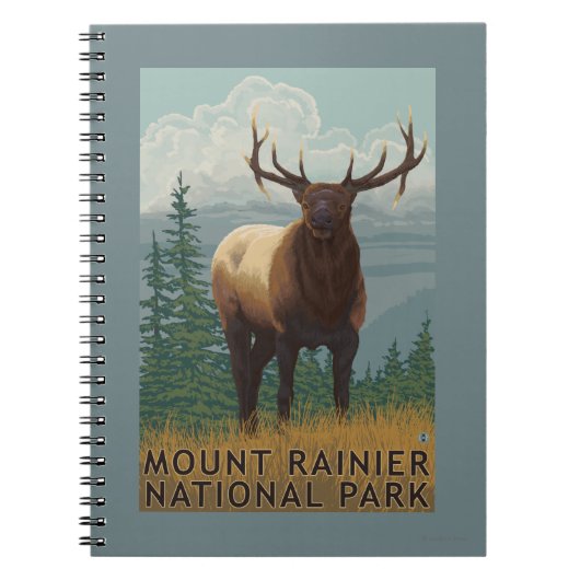 Nationaal park Rainier, Washington Elk Scene Notitieboek (Voorkant)