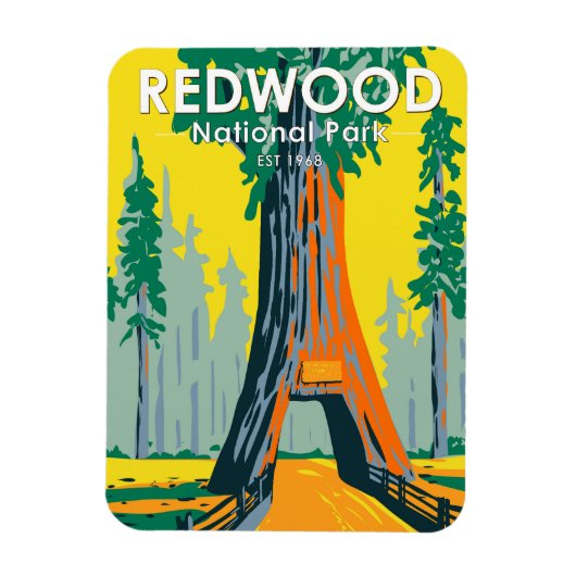 Nationaal park Redwood Chandelier Tree Magneet (Verticaal)