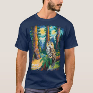Nationaal park Redwood Kleurrijk bos Uil Wilde die T-shirt