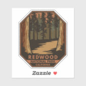 Nationaal park Redwood Minimale Retro Emblem Sticker (Vel)