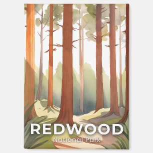 Nationaal park Redwood Watercolor Reizen Kunst Magneet