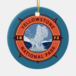 Nationaal Park Retro Compass Embleem Keramisch Ornament