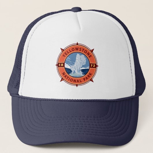 Nationaal Park Retro Compass Embleem Trucker Pet (Voorkant)