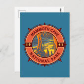 Nationaal Park Retro Compass Embleem van de Cave v Briefkaart (Voorkant / Achterkant)