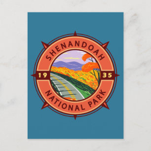Nationaal Park Retro Compass Emblem Briefkaart