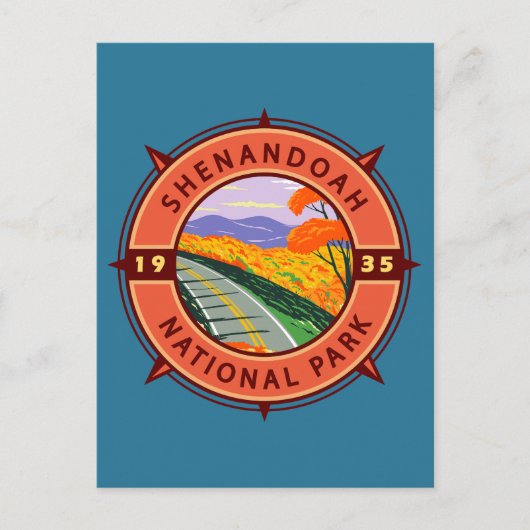 Nationaal Park Retro Compass Emblem Briefkaart (Voorkant)