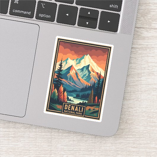 Nationaal park Retro Denali Sticker (Detail)