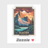 Nationaal park Retro Glacier Sticker (Vel)