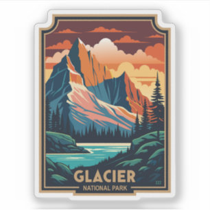 Nationaal park Retro Glacier Sticker