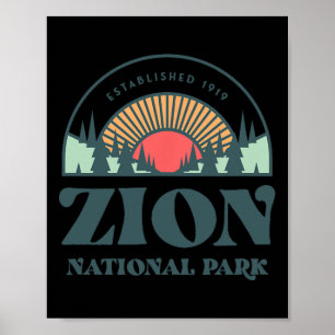 Nationaal park Retro Style Utah Zion Poster