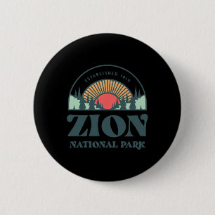 Nationaal park Retro Style Utah Zion Ronde Button 5,7 Cm