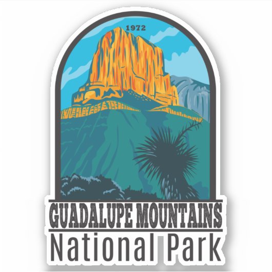 Nationaal Park Retro van het Guadalupe-gebergte Sticker (Voorkant)