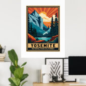 Nationaal park Retro Yosemite Poster (Thuiskantoor)