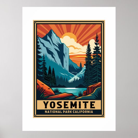 Nationaal park Retro Yosemite Poster (Voorkant)