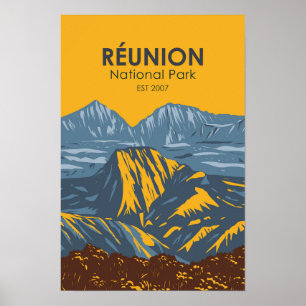 Nationaal park Réunion Retro Poster