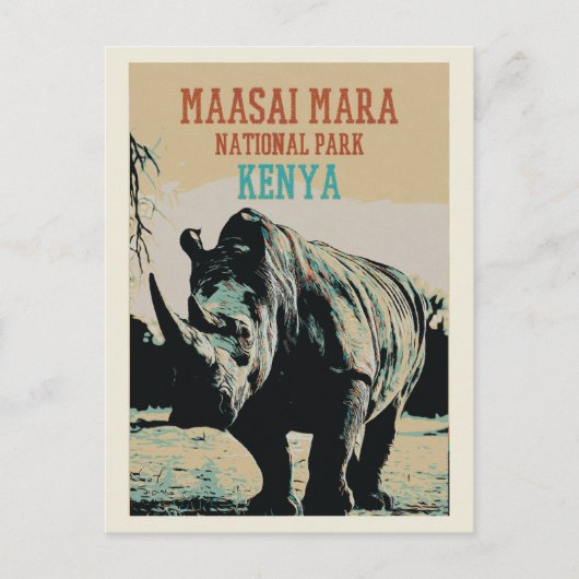 Nationaal park Rhinoceros, Kenia, Maasai Mara Briefkaart (Voorkant)