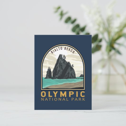 Nationaal park Rialto Beach  Emblem Briefkaart (Staand voorkant)