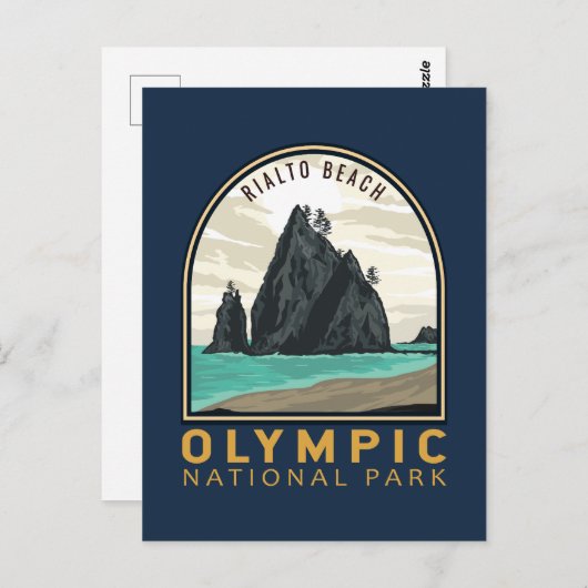 Nationaal park Rialto Beach  Emblem Briefkaart (Voorkant / Achterkant)