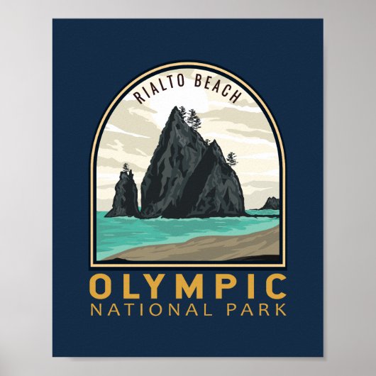 Nationaal park Rialto Beach Emblem Poster (Voorkant)