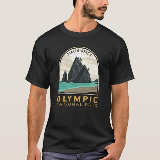 Nationaal park Rialto Beach Emblem T-shirt (Voorkant)