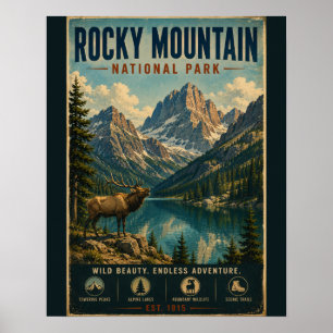 Nationaal Park Rocky Mountain Klassiek Landschap Poster