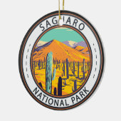 Nationaal Park Saguaro Cacti in Spring Badge Keramisch Ornament (Links)