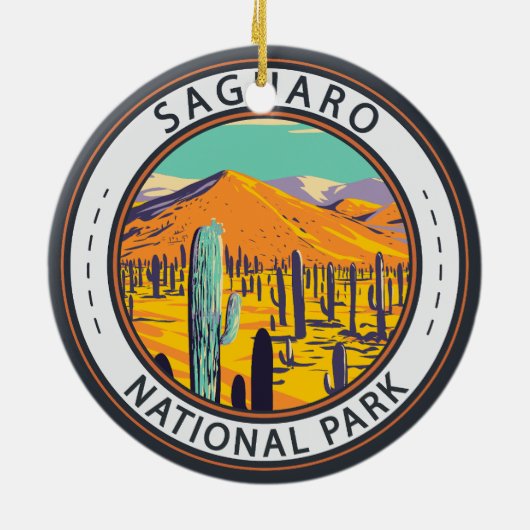 Nationaal Park Saguaro Cacti in Spring Badge Keramisch Ornament (Achterkant)