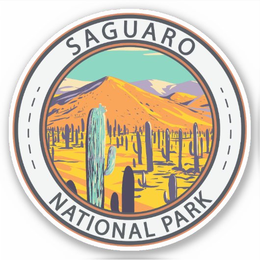 Nationaal Park Saguaro Cacti in Spring Badge Sticker (Voorkant)