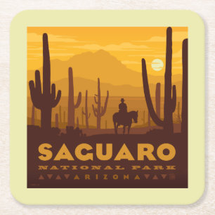 Nationaal park Saguaro Square   Arizona Vierkante Kartonnen Onderzetter