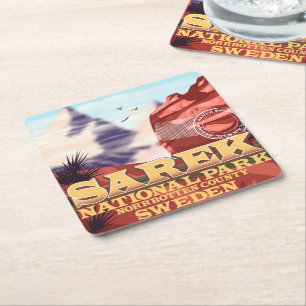 Nationaal park Sarek Zweden poster van het klassie Vierkante Kartonnen Onderzetter