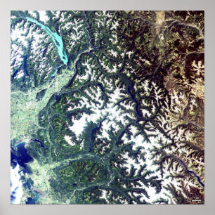 Nationaal park Satelliet Afbeelding Noord-Cascades Poster