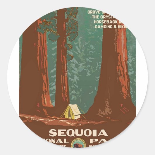 Nationaal park Sequoia Ronde Sticker (Voorkant)