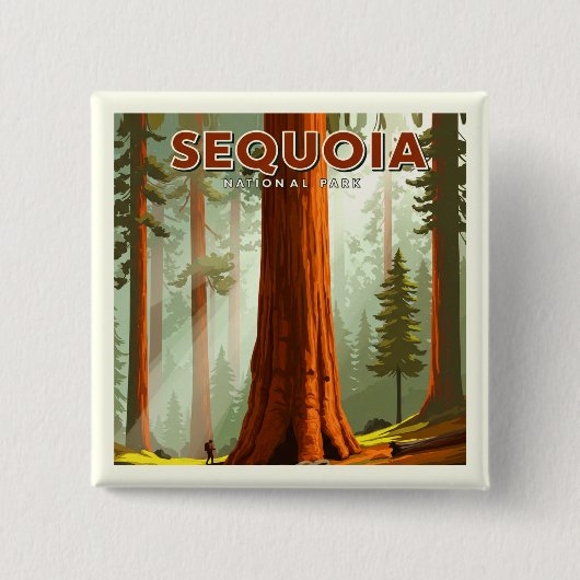 Nationaal park  Sequoia Vierkante Button 5,1 Cm (Voorkant)