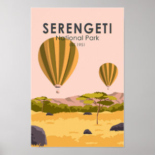Nationaal park Serengeti Tanzania Hot Air Ballon Poster