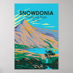 Nationaal Park Snowdonia Wales Meer Glaslyn Vintag Poster